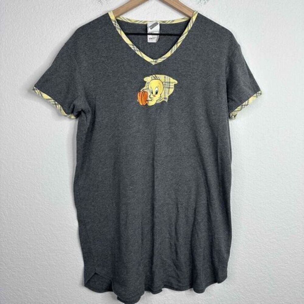 Vintage Warner Bros Sleepwear Women's S/M Gray Tweety Bird Looney Tunes Shirt